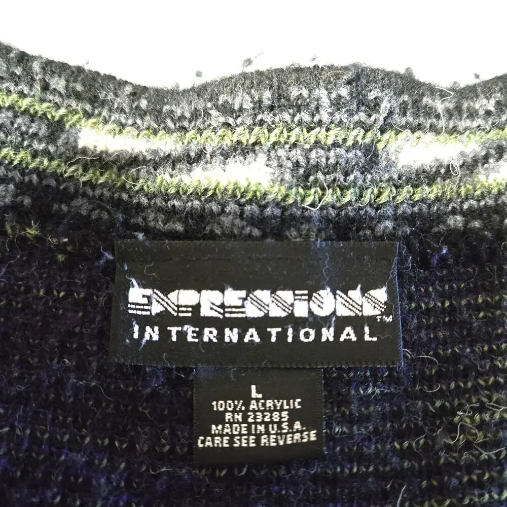 Expressions International Sz Large Diamond Pattern Knit Sweater